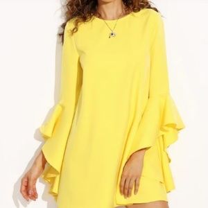 Yellow Ruffle Sleeve Dress